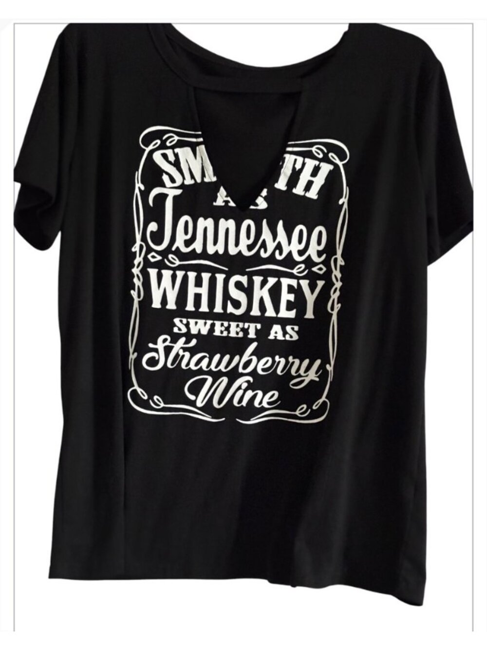 Smith Tennesse Whiskey Black T-shirt Women’s Front Opening Cutoff Chic Size XL
